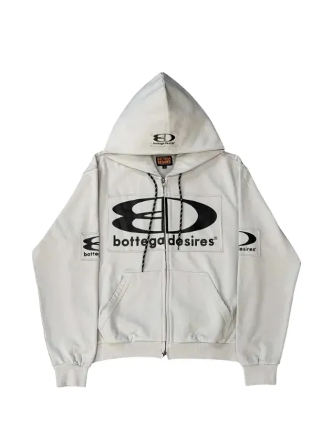 Bottega Desires logo-print zip-up hoodie