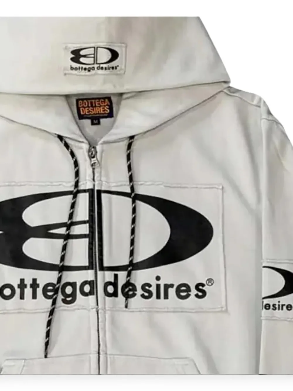 Bottega Desires Hoodie met logoprint en rits Grijs