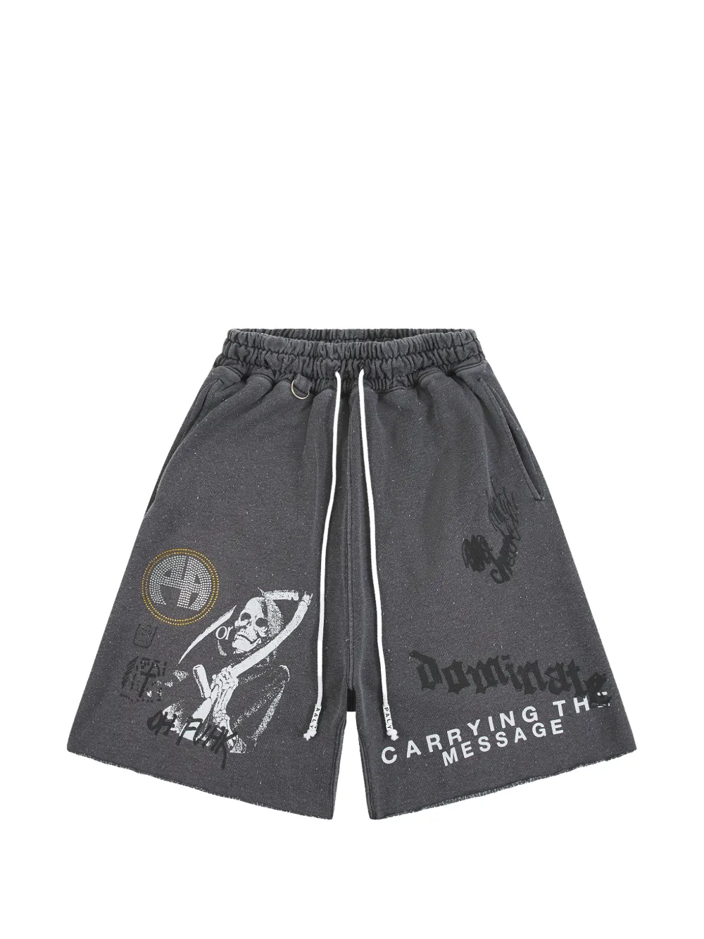 Paly Graphic-print Drawstring Track Shorts In Gray