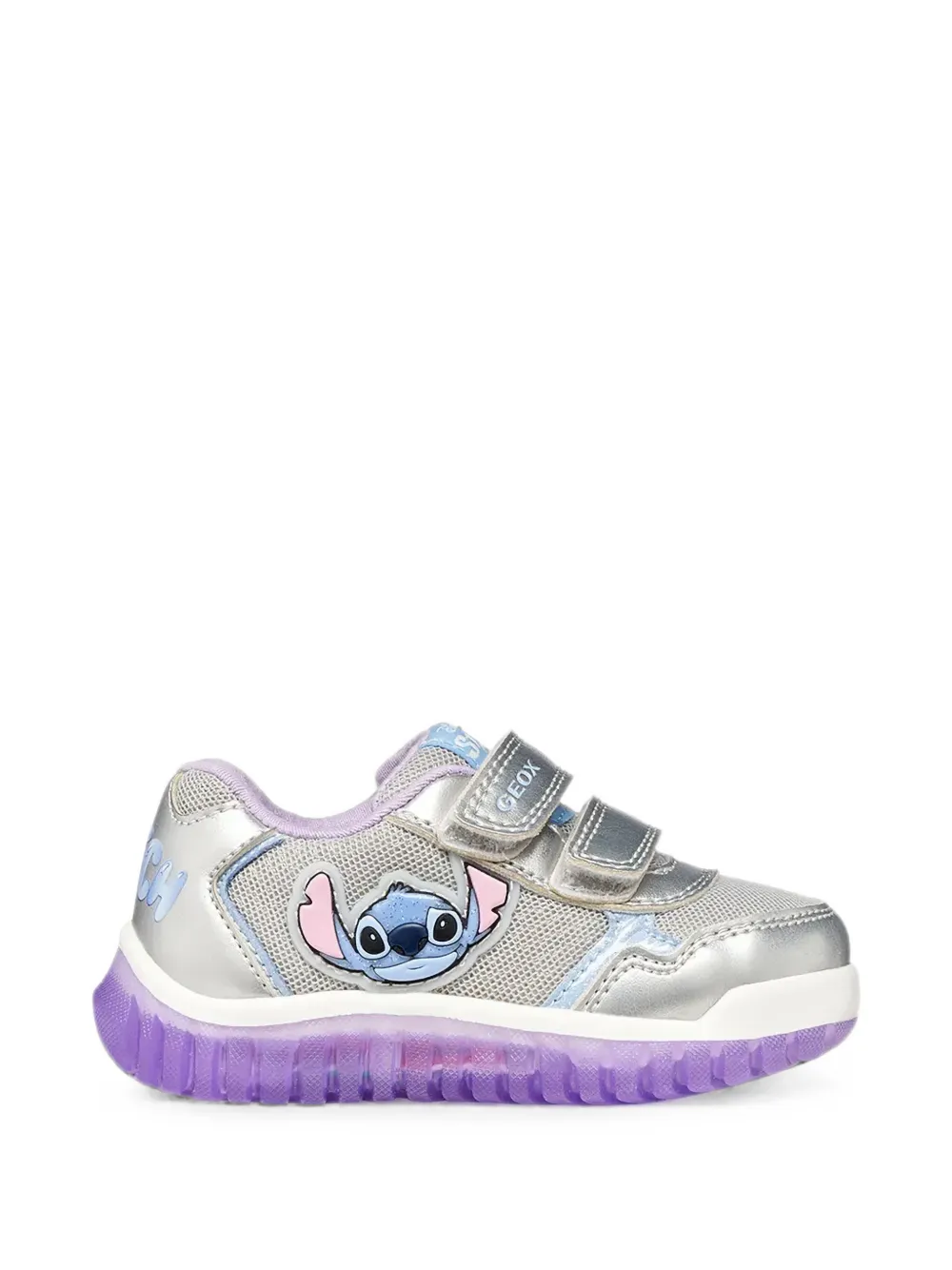 Geox Kids x Disney Stitch Lightyloo touch-strap sneakers Zilver