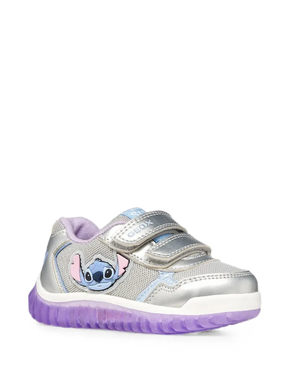 Geox Kids x Disney Stitch Lightyloo touch-strap sneakers Zilver