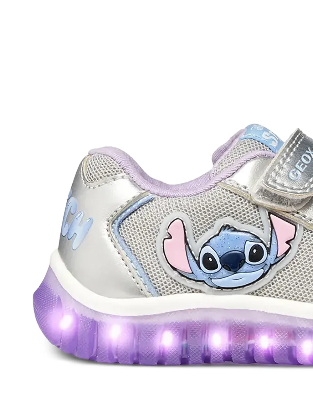Geox Kids x Disney Stitch Lightyloo touch-strap sneakers Zilver