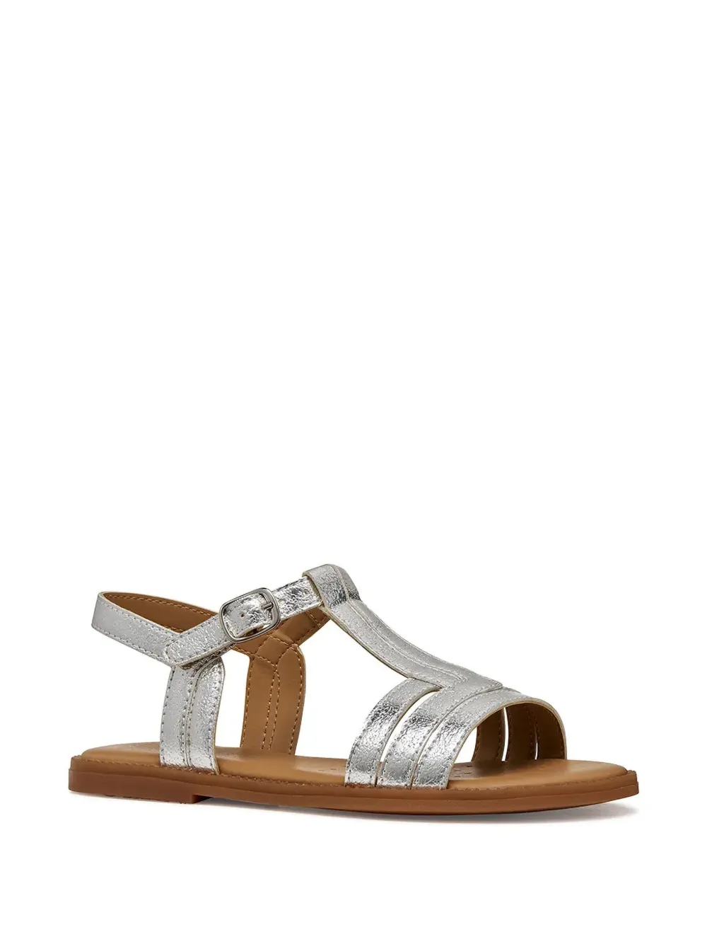 Geox Kids Karly metallic t-bar sandals Zilver