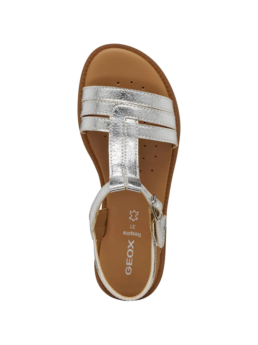 Geox Kids Karly metallic t-bar sandals Zilver