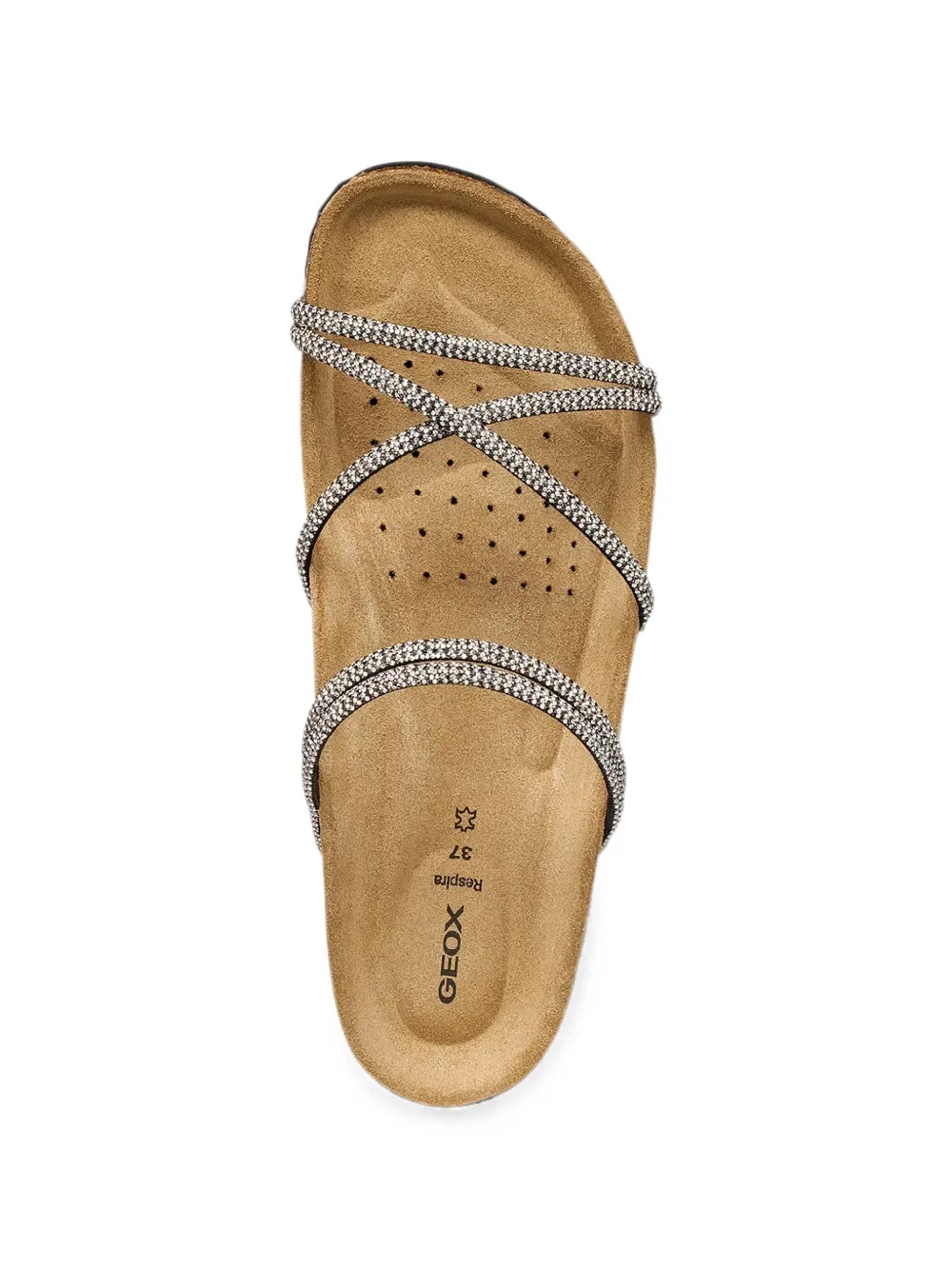 Geox Brionia R crystal-embellished strappy slides Zilver