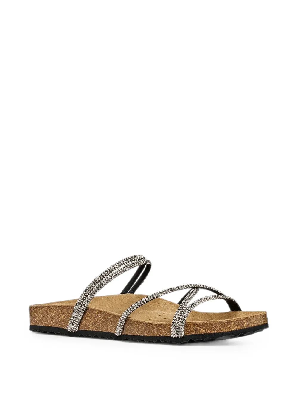 Geox Brionia R crystal-embellished strappy slides Zilver