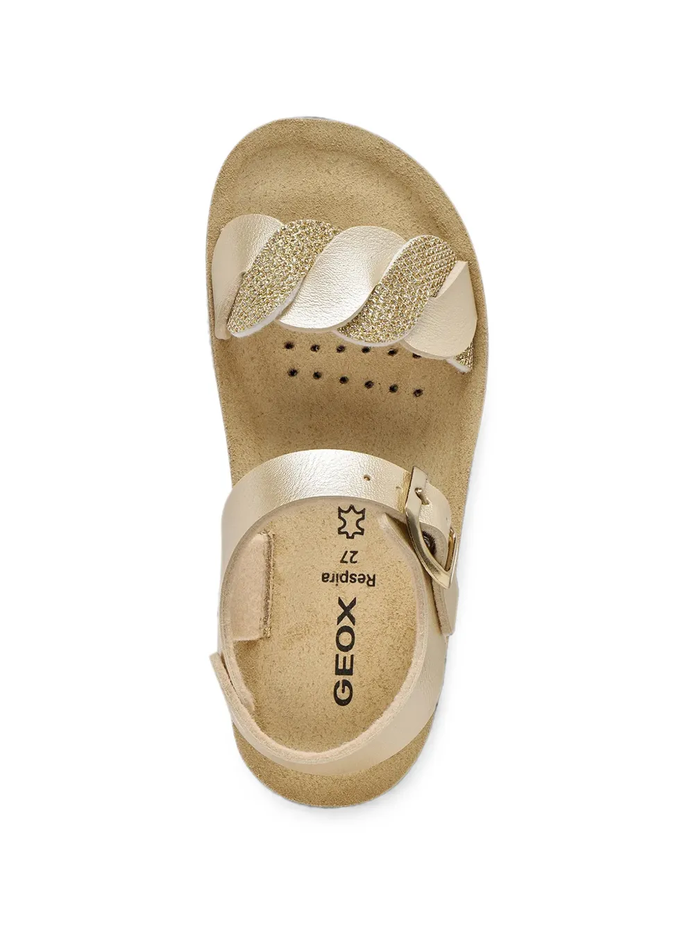 Geox Kids Costarei gevlochten sandalen met glitters Goud