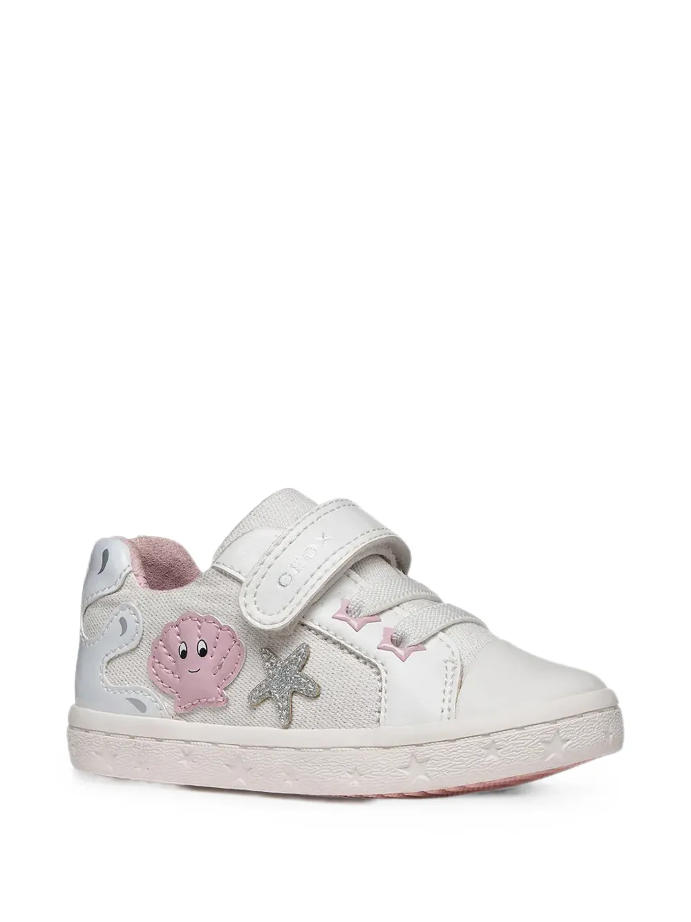Geox Kids Gisli shell-patch touch-strap sneakers Wit