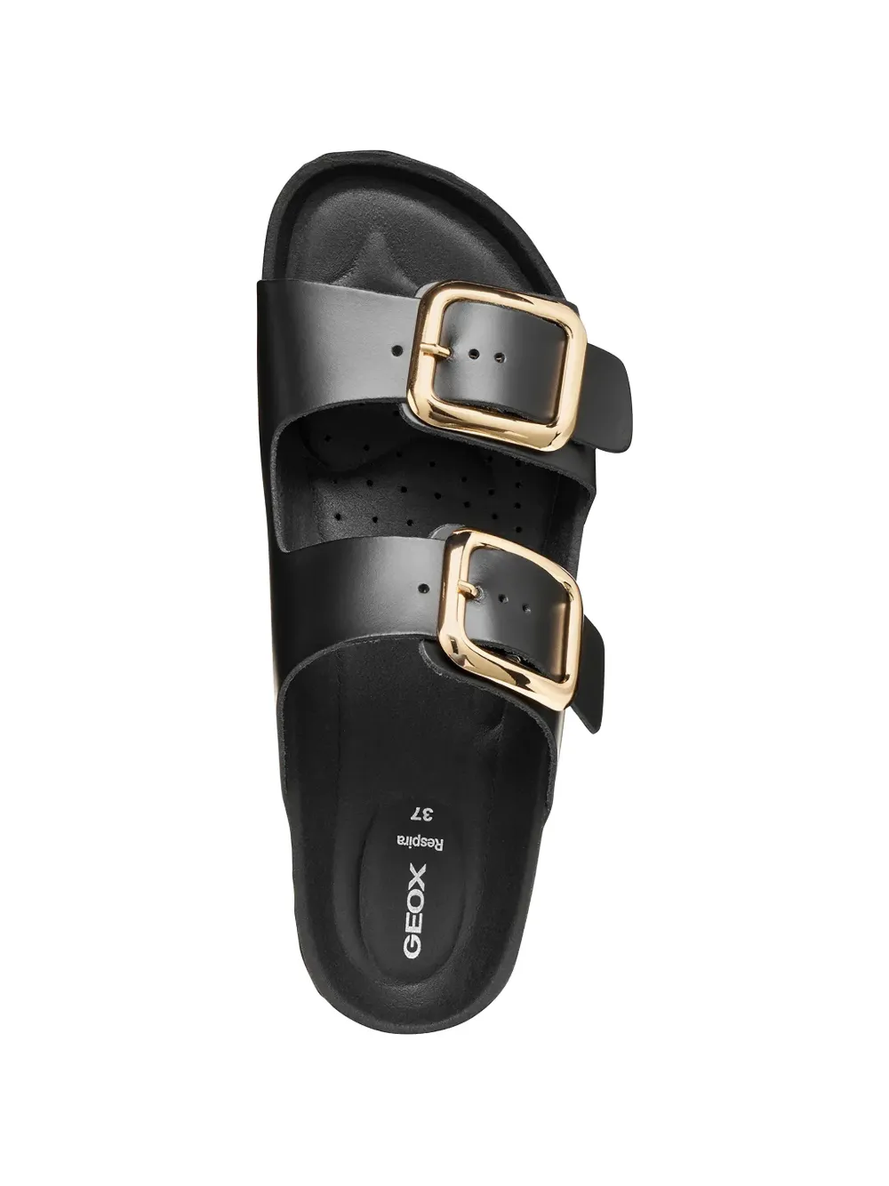 Geox buckle-fastening leather slides Zwart