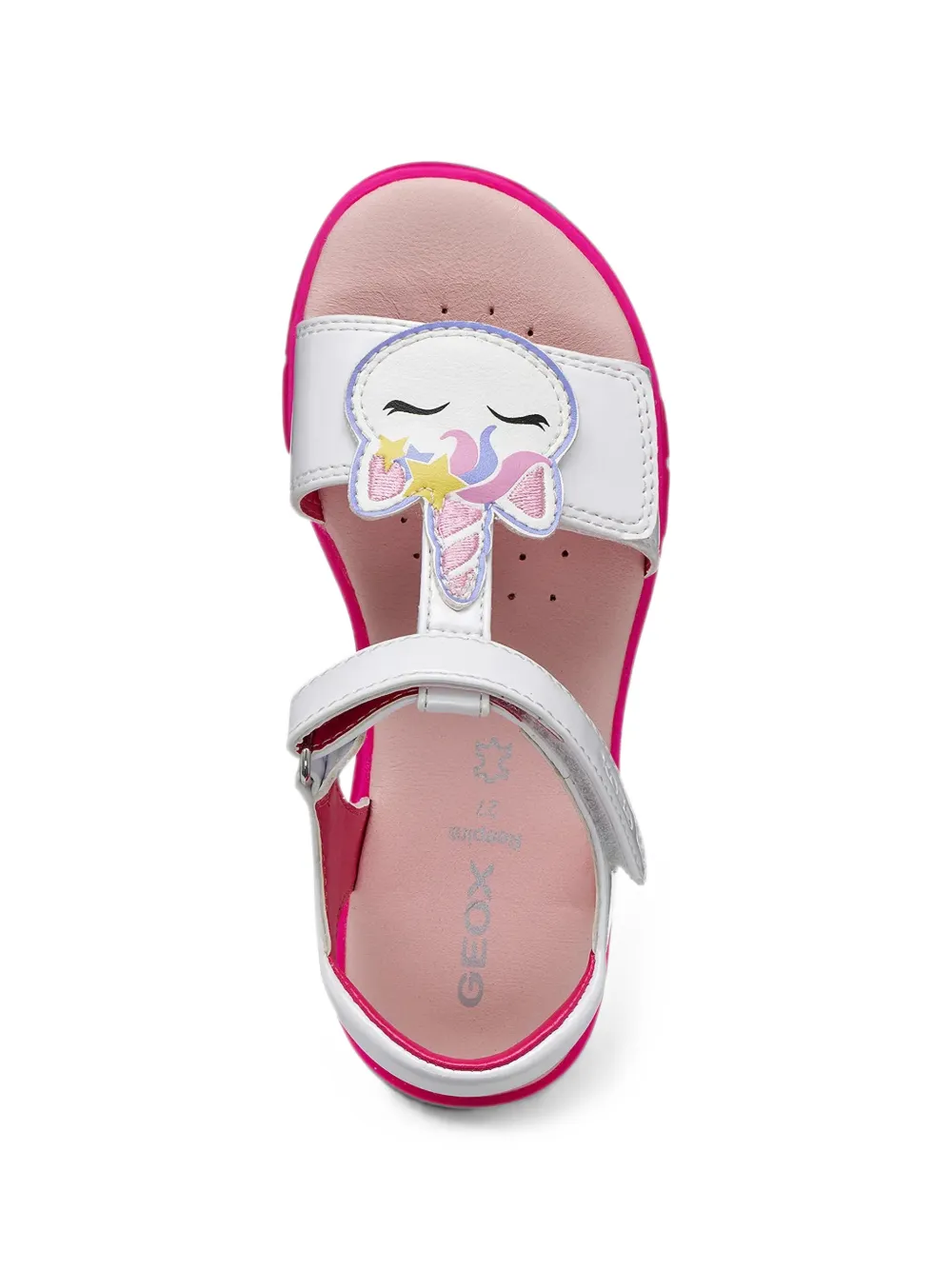 Geox Kids Joyfoot sandalen met klittenband en eenhoornpatch Wit