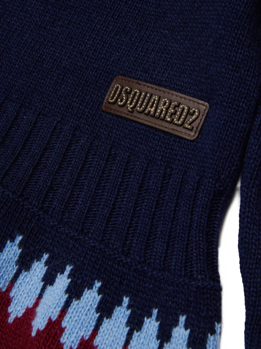 DSQUARED2 KIDS Fair Isle jurk met polokraag verfraaid met kristallen Blauw