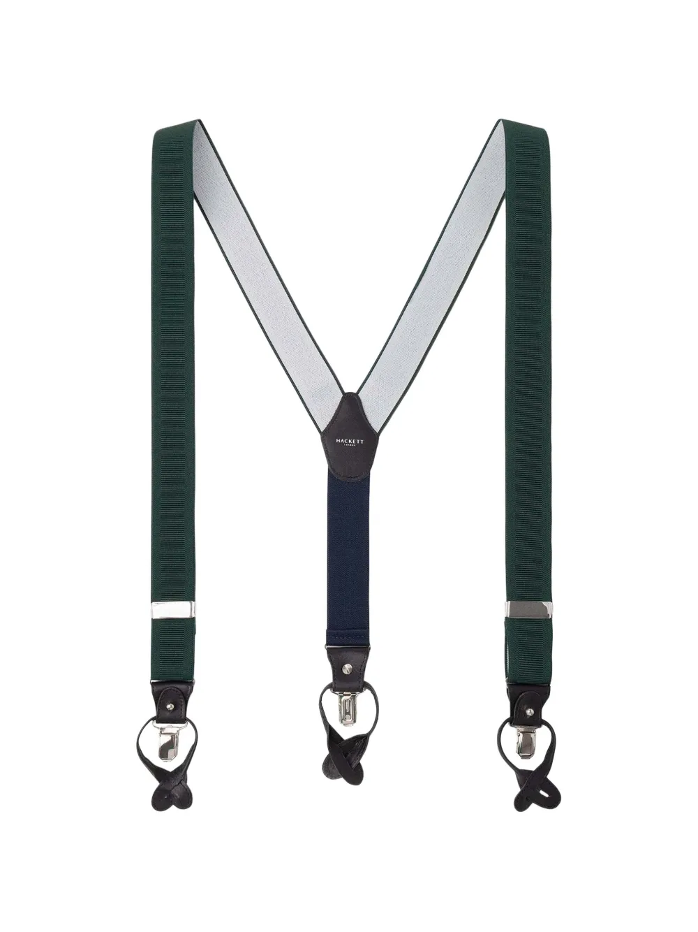 Hackett Leather-trim Ribbed Braces In Black