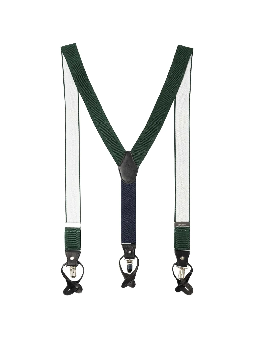 Hackett Leather-trim Ribbed Braces In Black