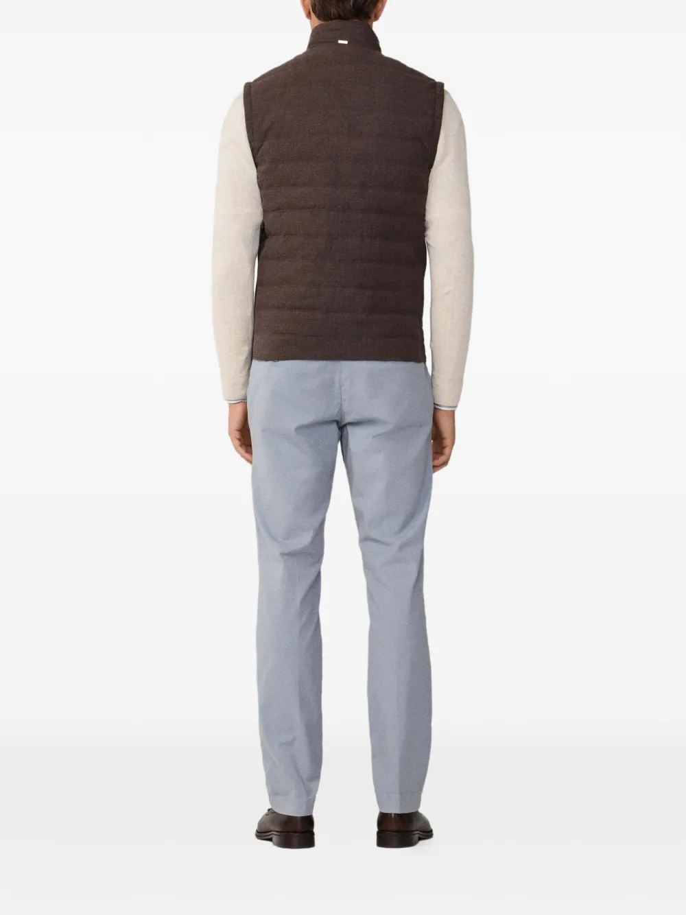 Hackett Herringbone-pattern Gilet In Brown