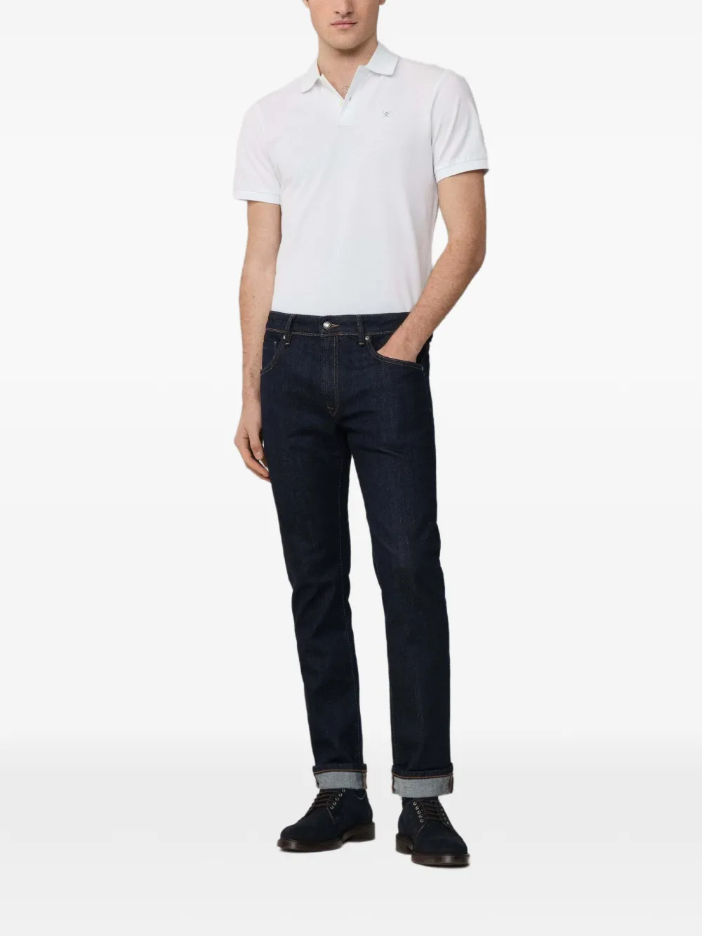 Hackett London Slim-fit jeans met wassing Blauw