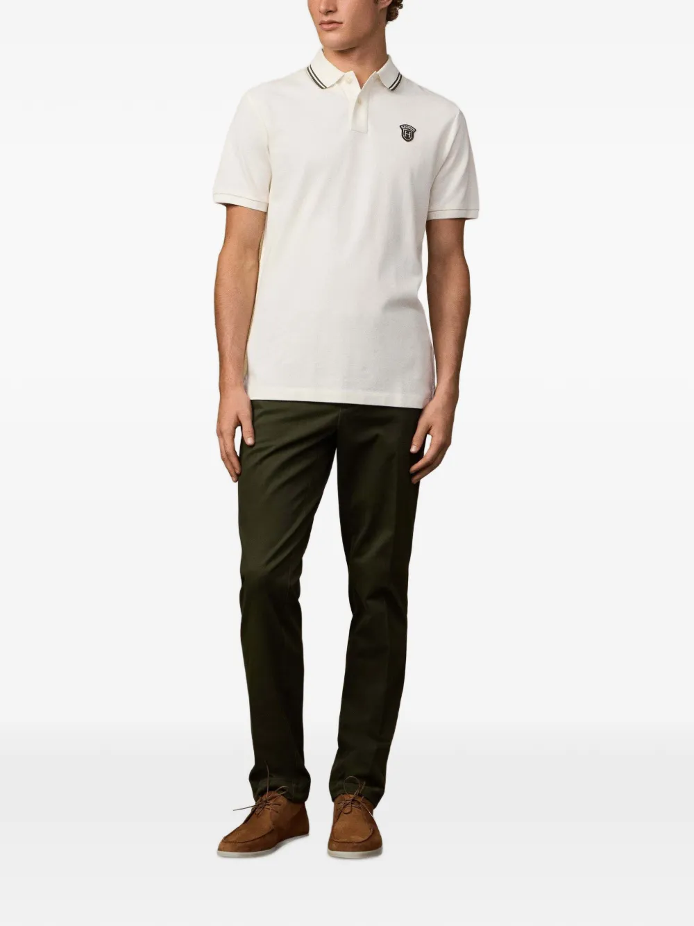 Hackett London Poloshirt met badge Beige