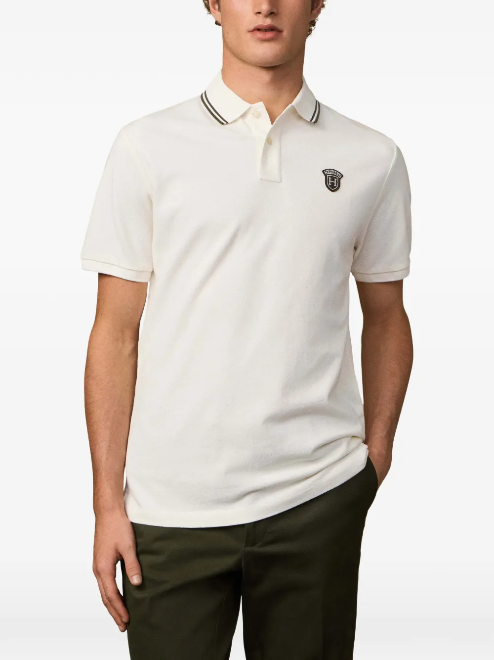 Hackett London Poloshirt met badge Beige