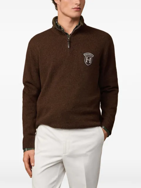 Hackett London logo-patch quarter-zip sweater