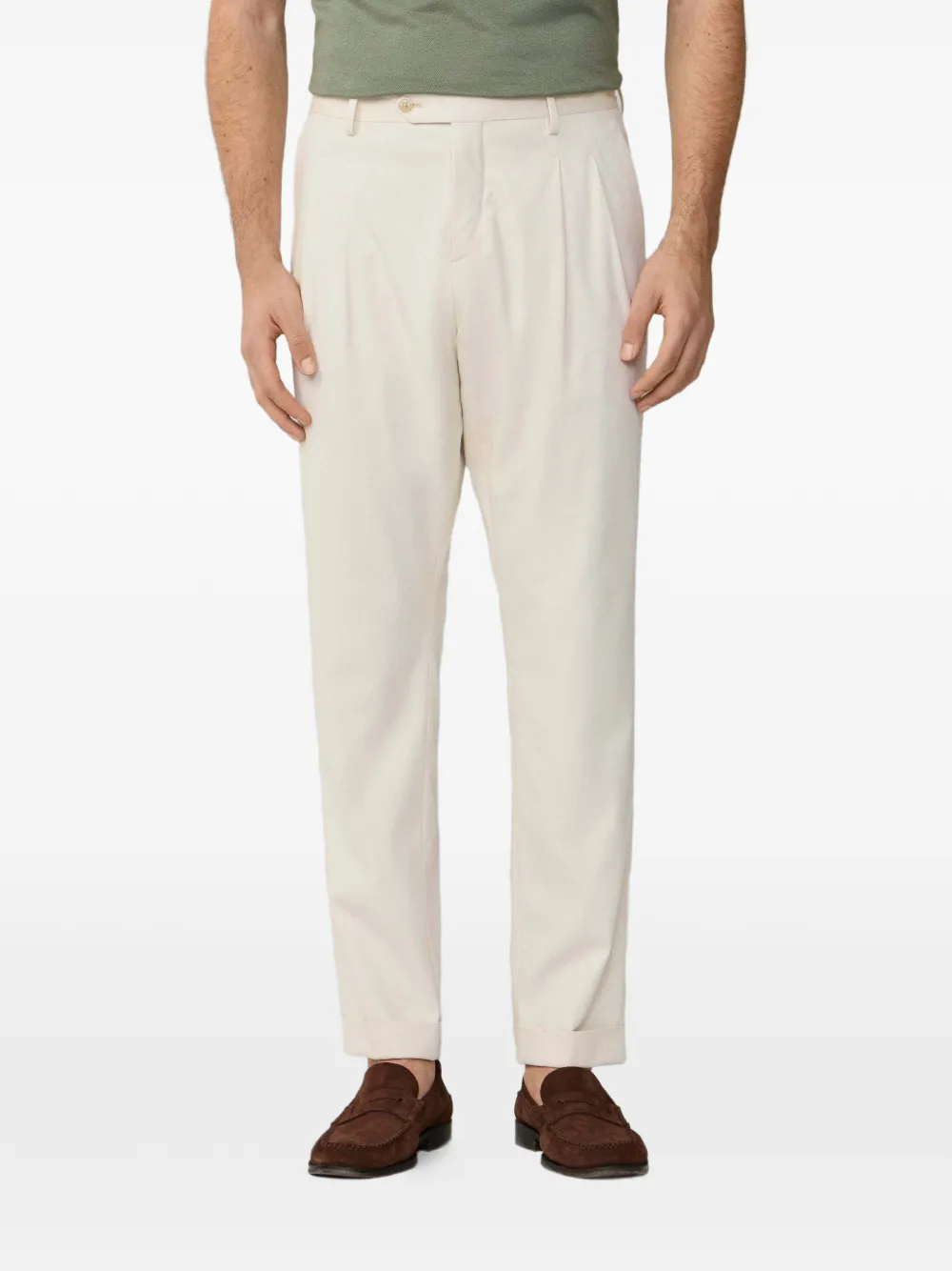 Hackett Eton Double-pleat Trousers In Neutral