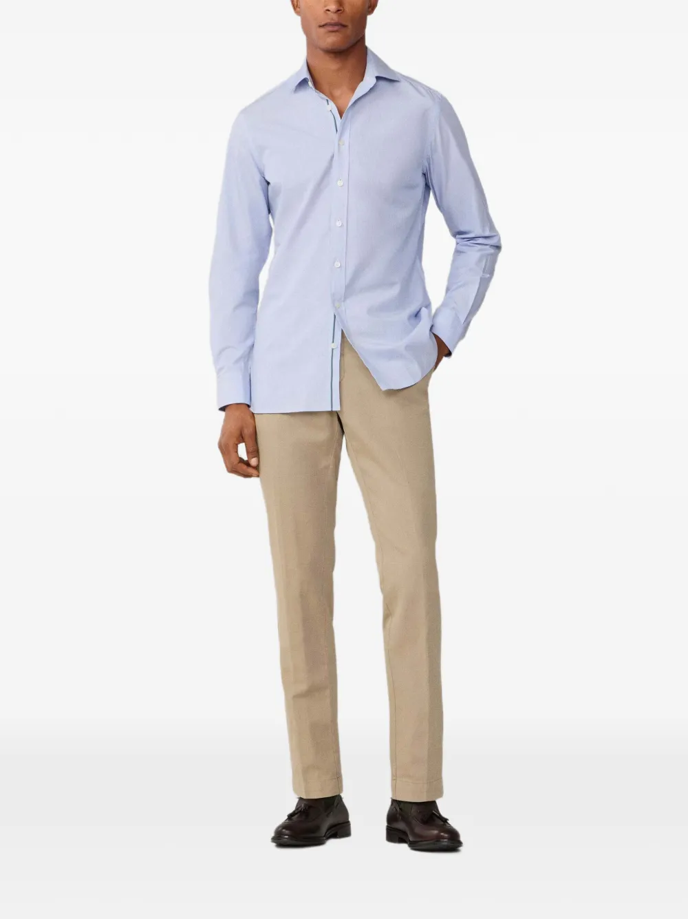 Hackett London Kensington broek met riemlus Beige