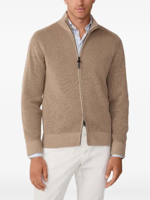 Hackett London rib-stitched raglan-sleeve cardigan