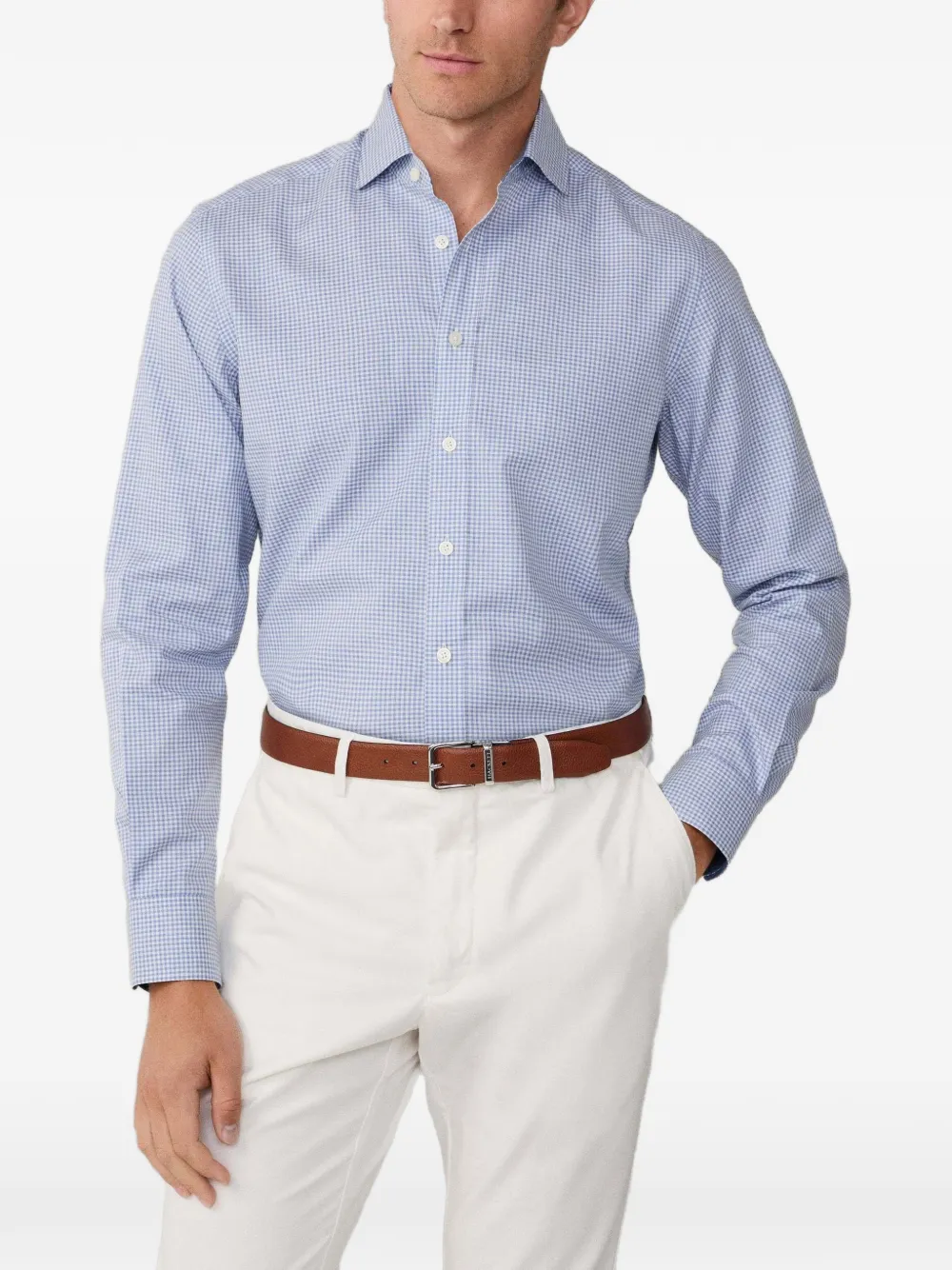 Hackett Check-pattern Kent-collar Shirt In Blue