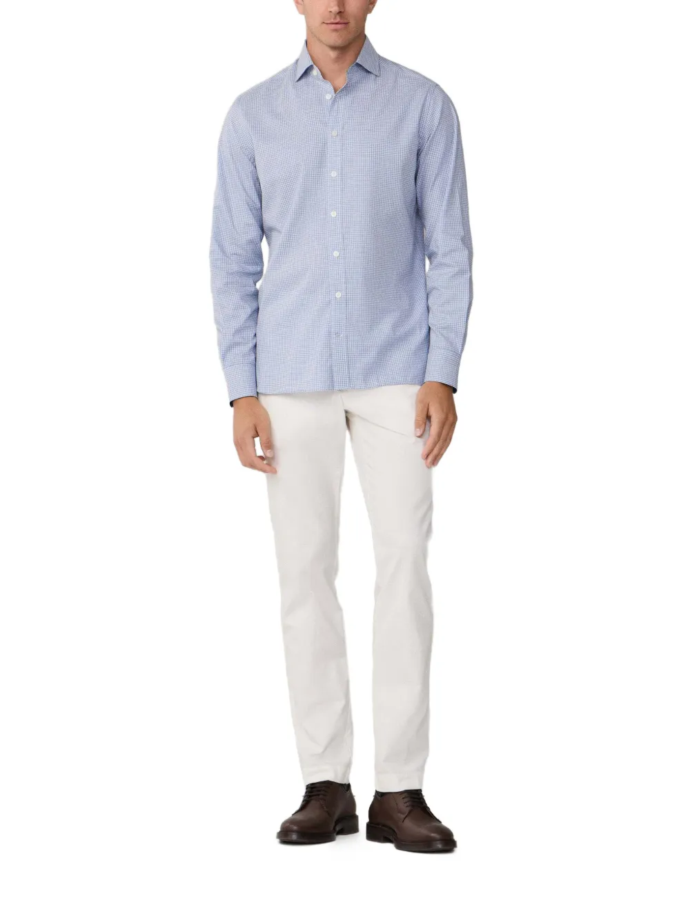 Hackett Check-pattern Kent-collar Shirt In Blue
