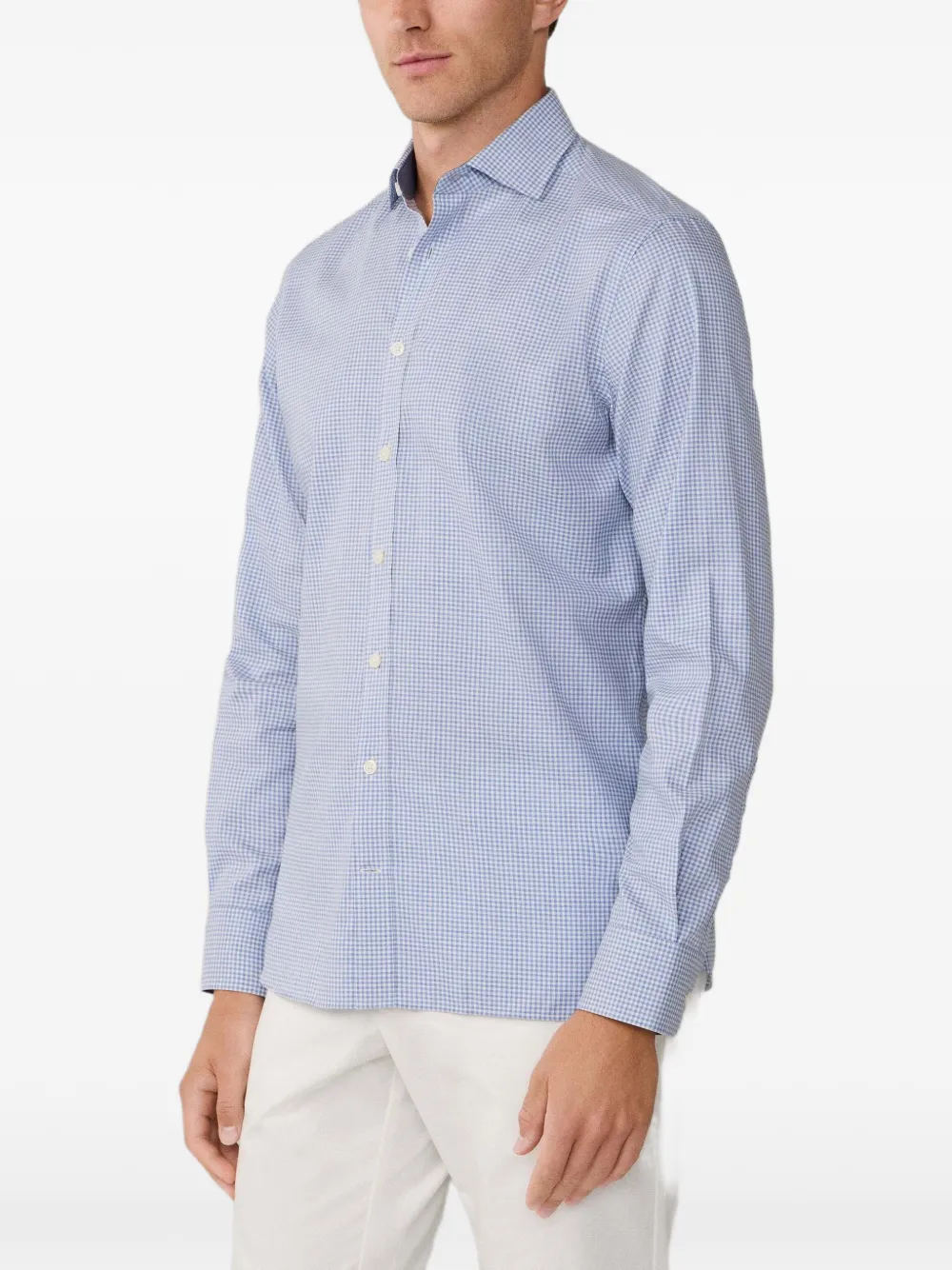Hackett Check-pattern Kent-collar Shirt In Blue