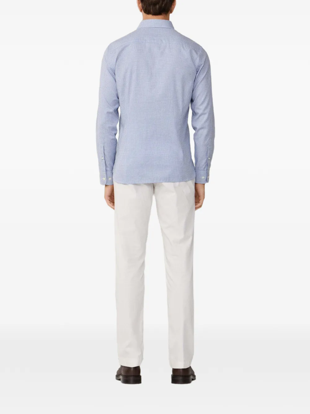Hackett Check-pattern Kent-collar Shirt In Blue