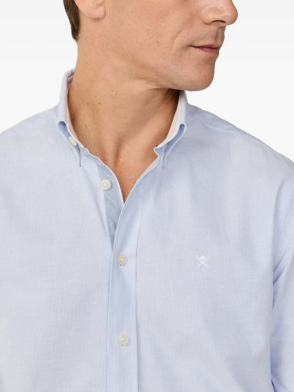Hackett London Button-down overhemd met afwerking Blauw