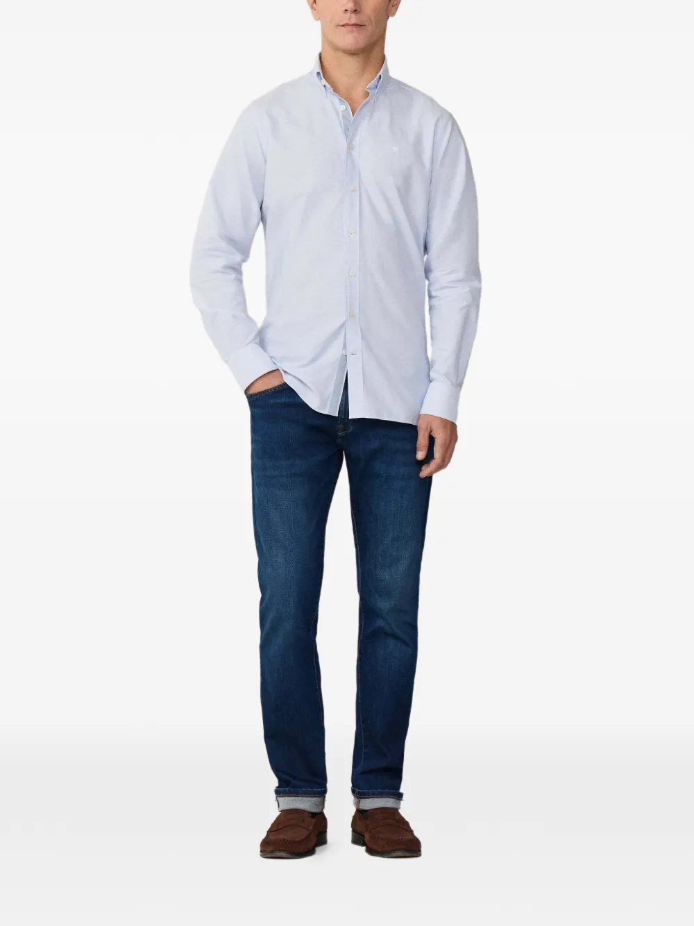 Hackett London Button-down overhemd met afwerking Blauw