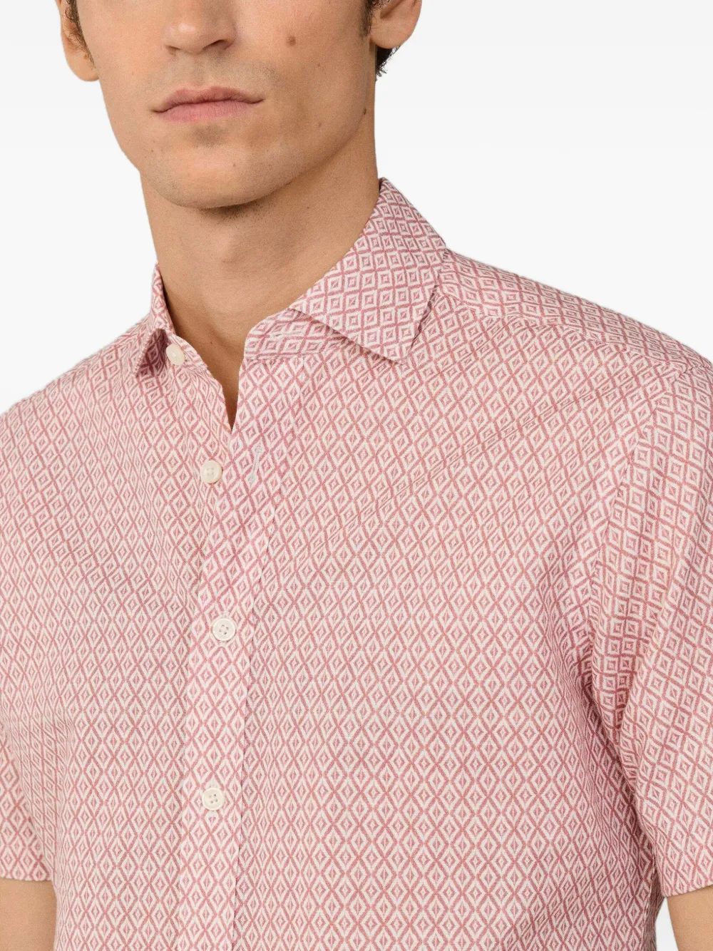 Hackett London Overhemd met kleiprint en korte mouwen Rood