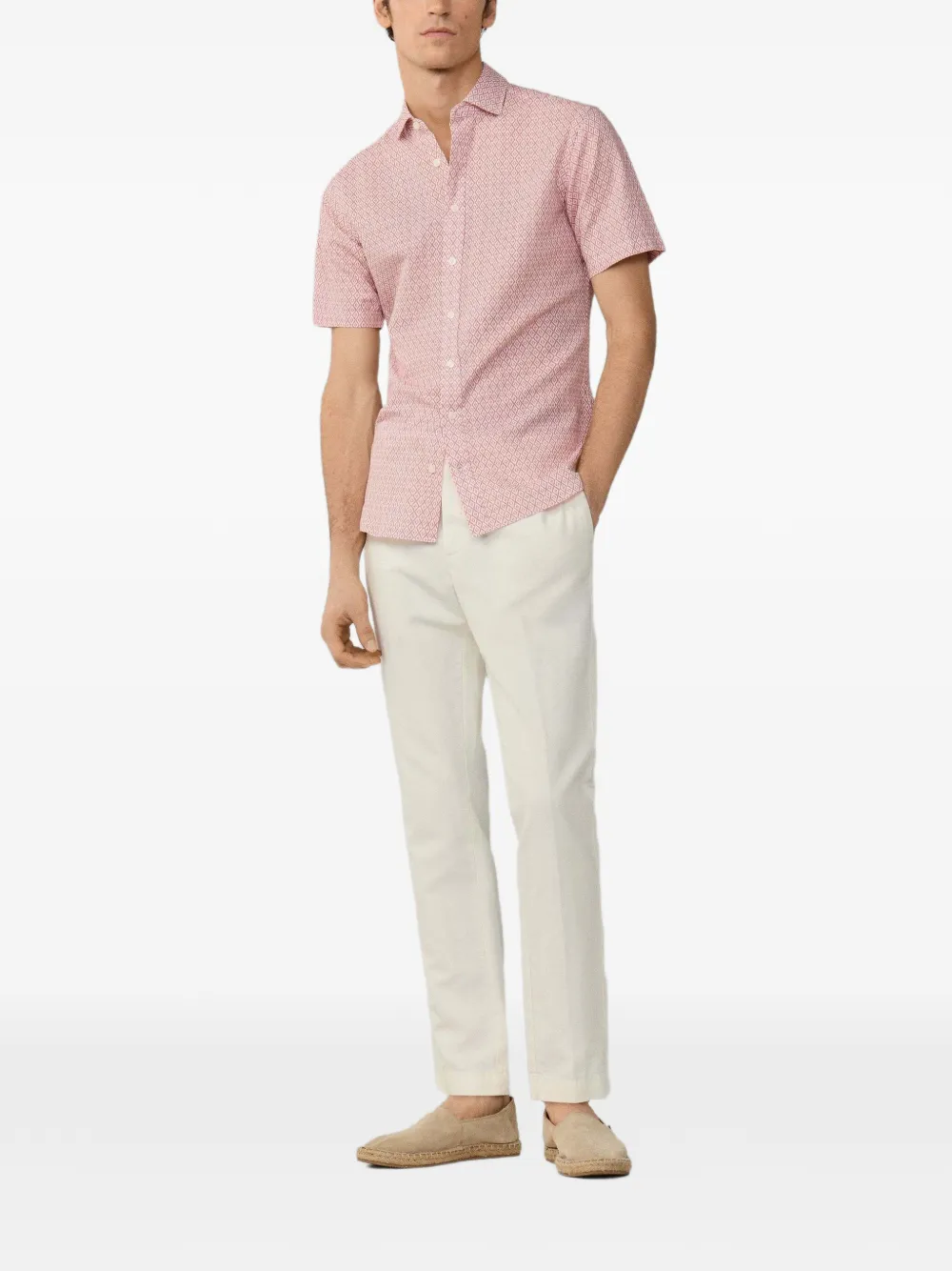 Hackett London Overhemd met kleiprint en korte mouwen Rood