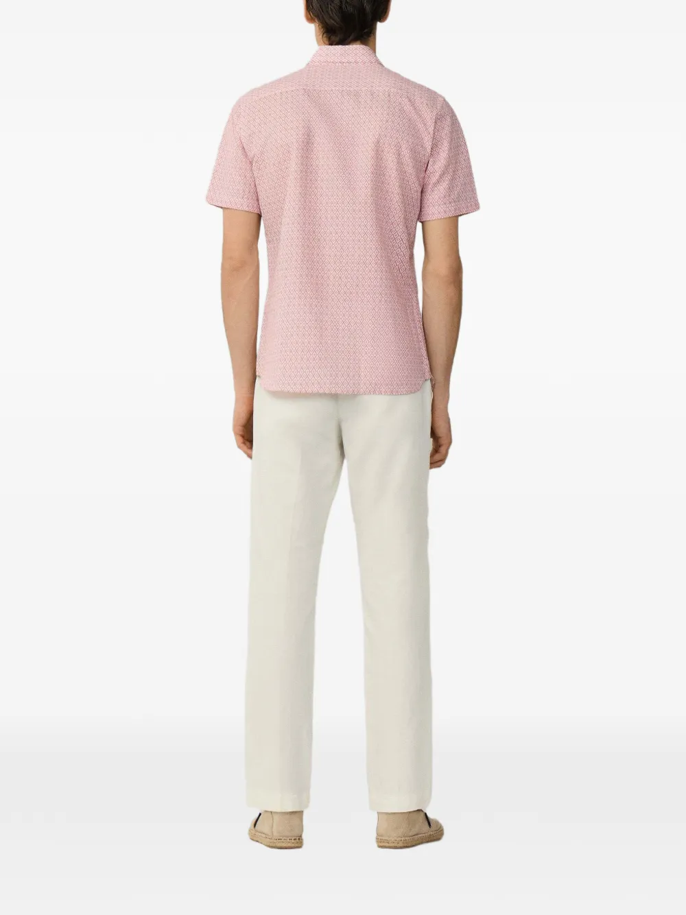 Hackett London Overhemd met kleiprint en korte mouwen Rood