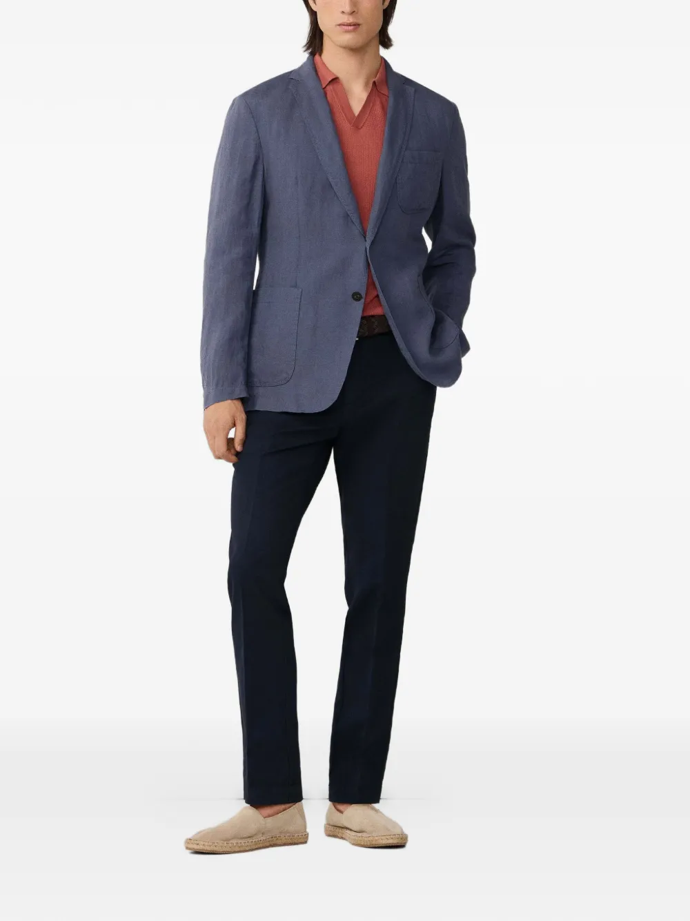 Hackett London Blazer met opgestikte zak en gekerfde revers Blauw