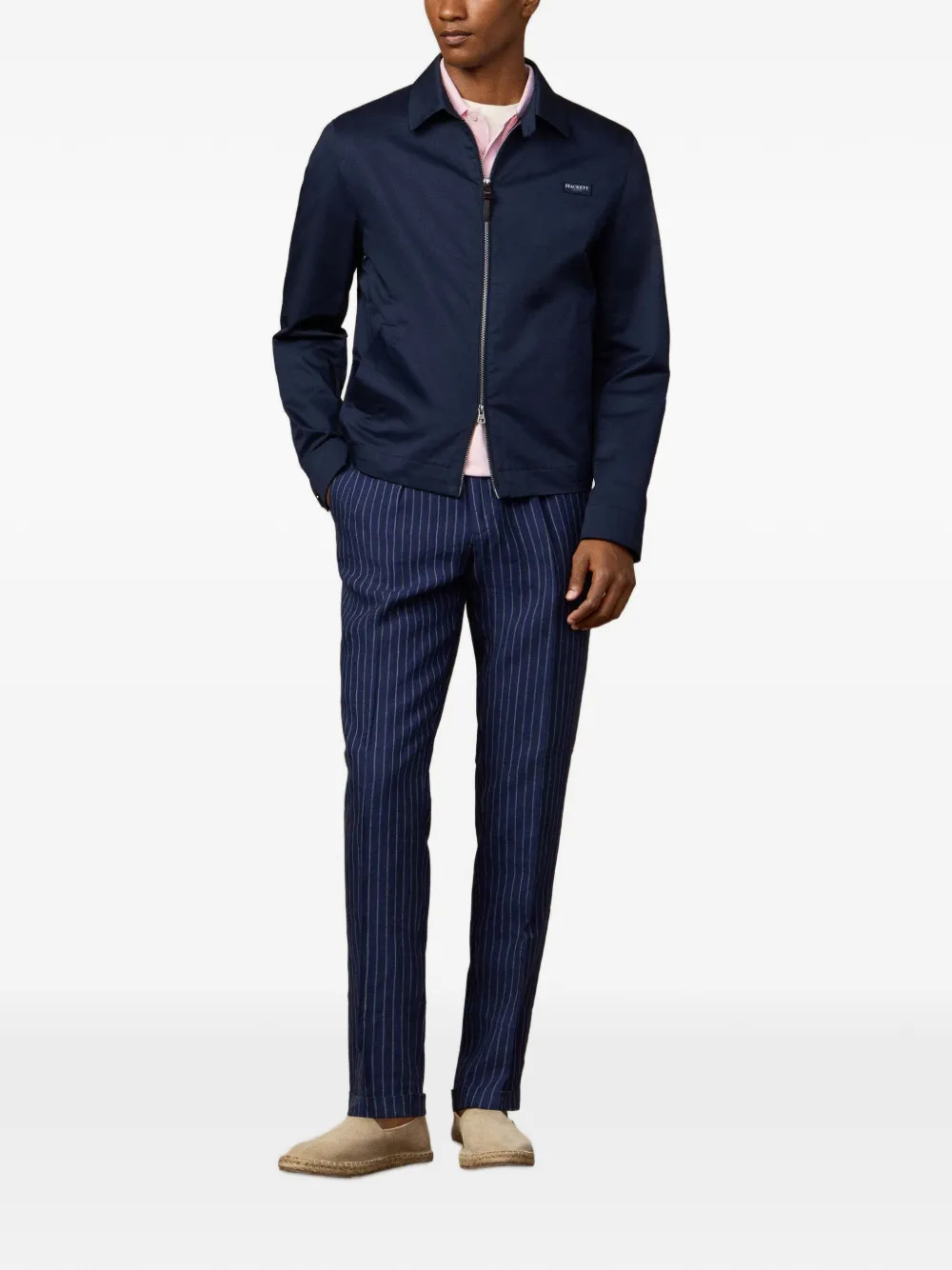 Hackett London Bomberjack met logopatch Blauw