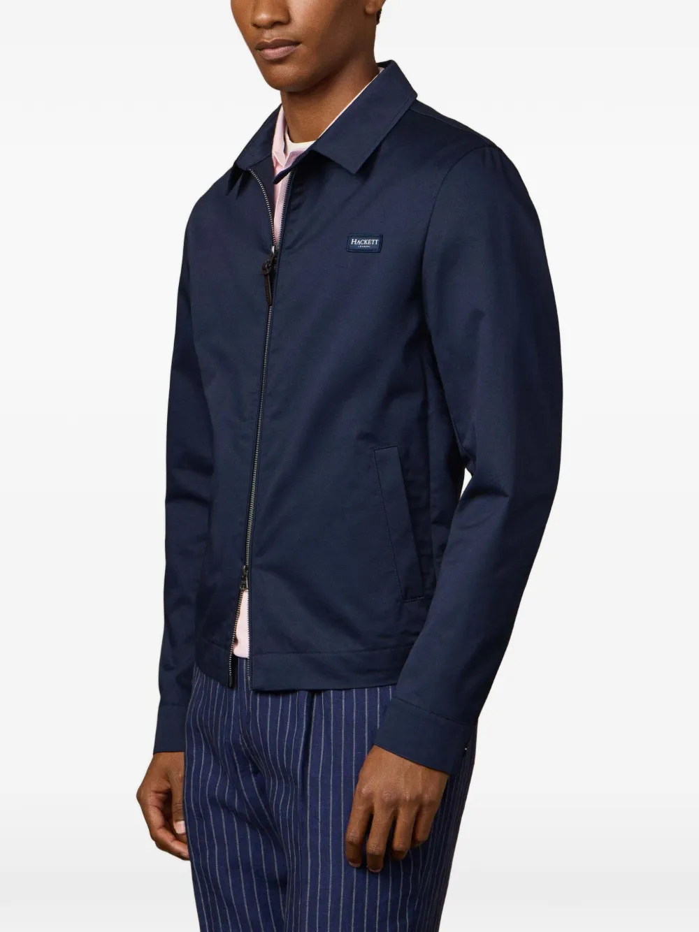 Hackett London Bomberjack met logopatch Blauw