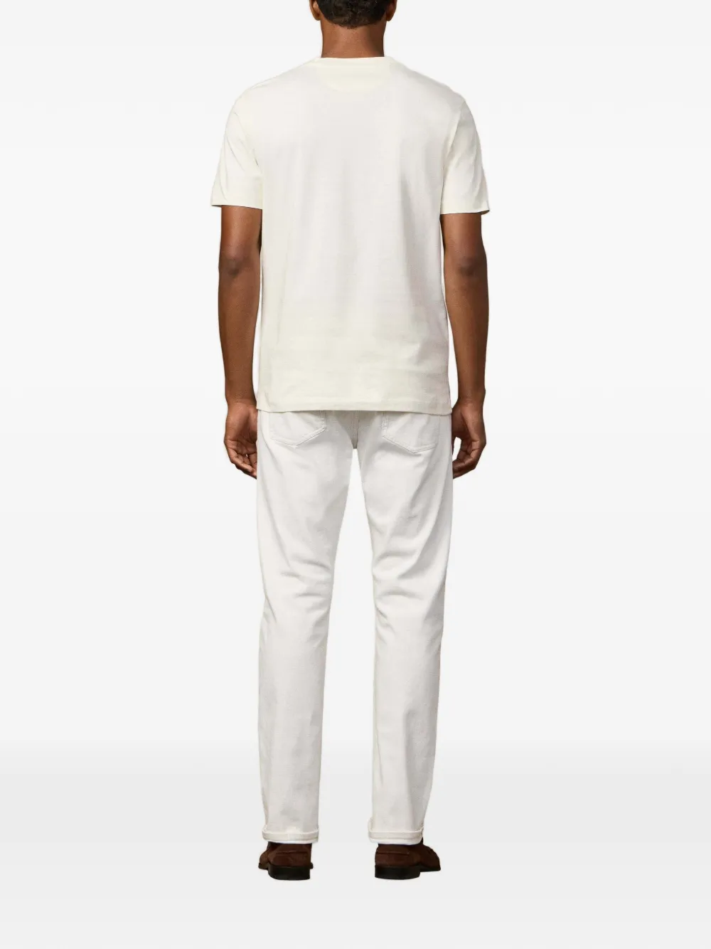 Hackett London T-shirt met ronde hals en badge Beige