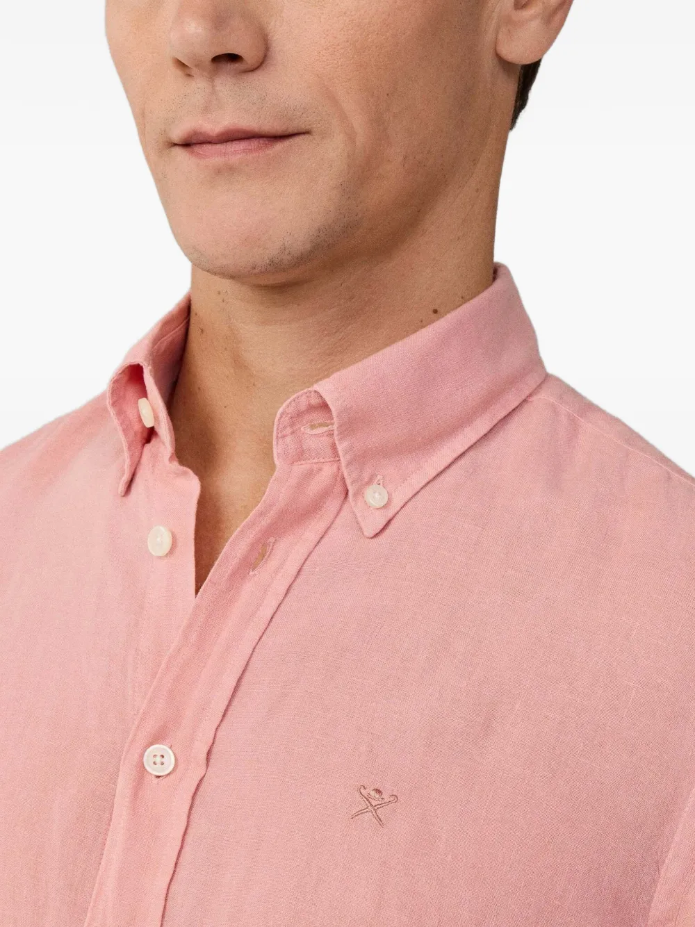 Hackett London Brompton button-down linnen overhemd Roze
