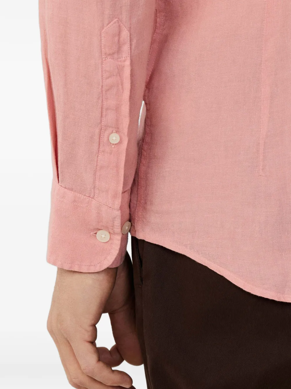 Hackett London Brompton button-down linnen overhemd Roze
