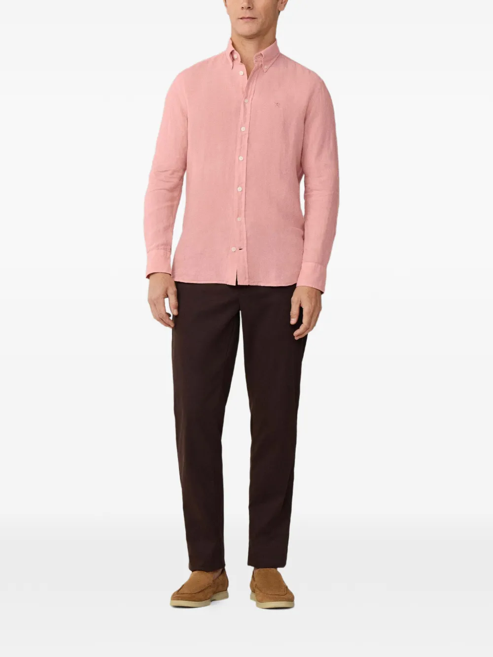 Hackett London Brompton button-down linnen overhemd Roze
