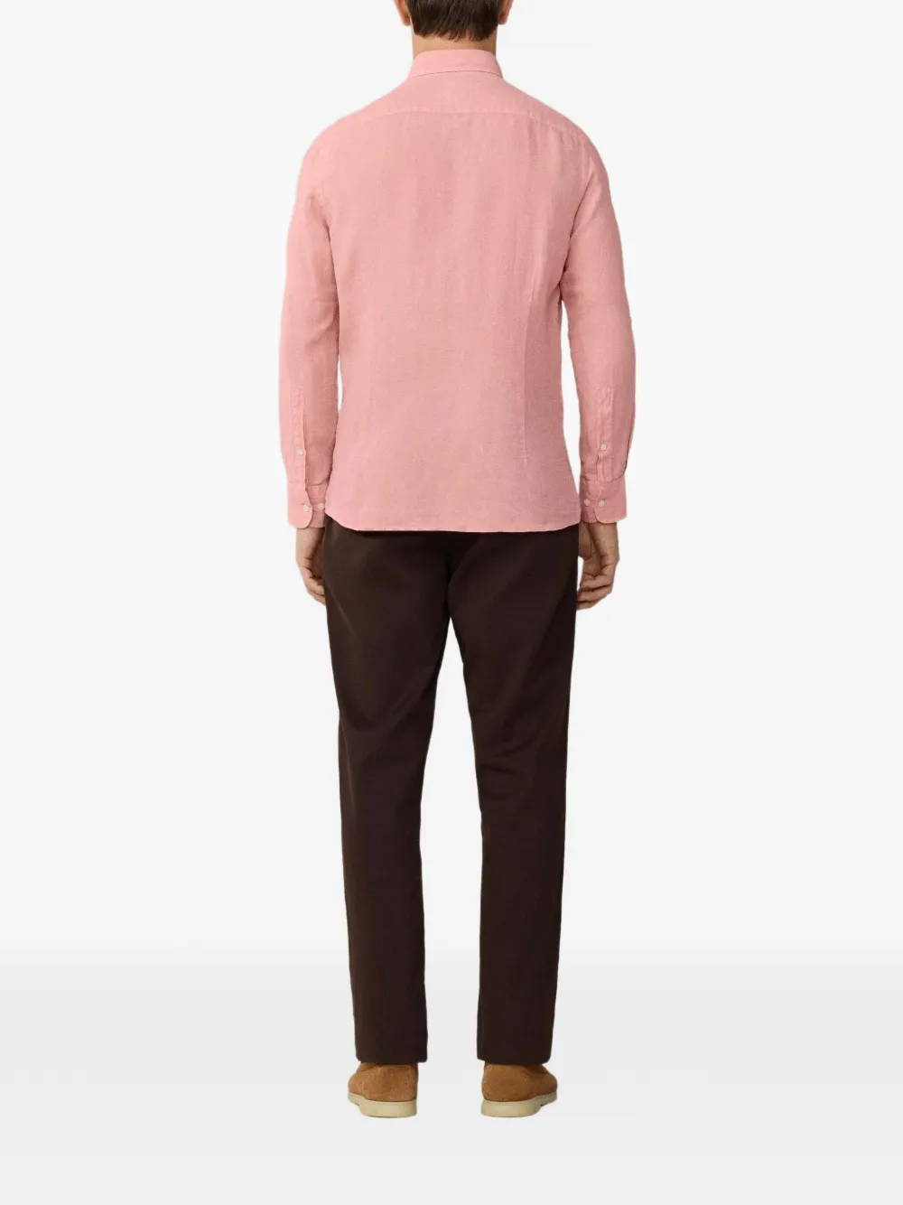 Hackett London Brompton button-down linnen overhemd Roze
