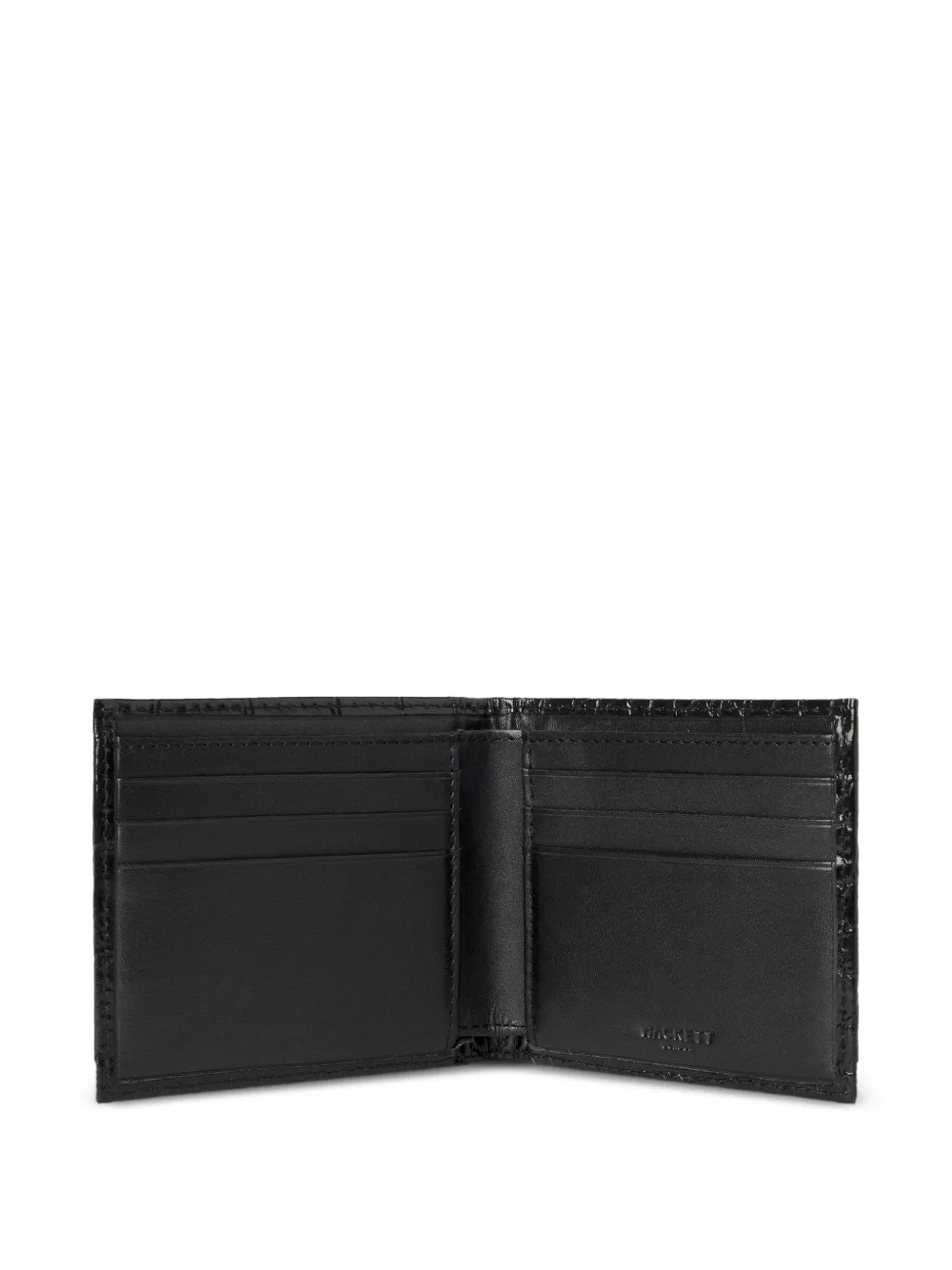 Hackett Croc-stamped Billfold Wallet In Black