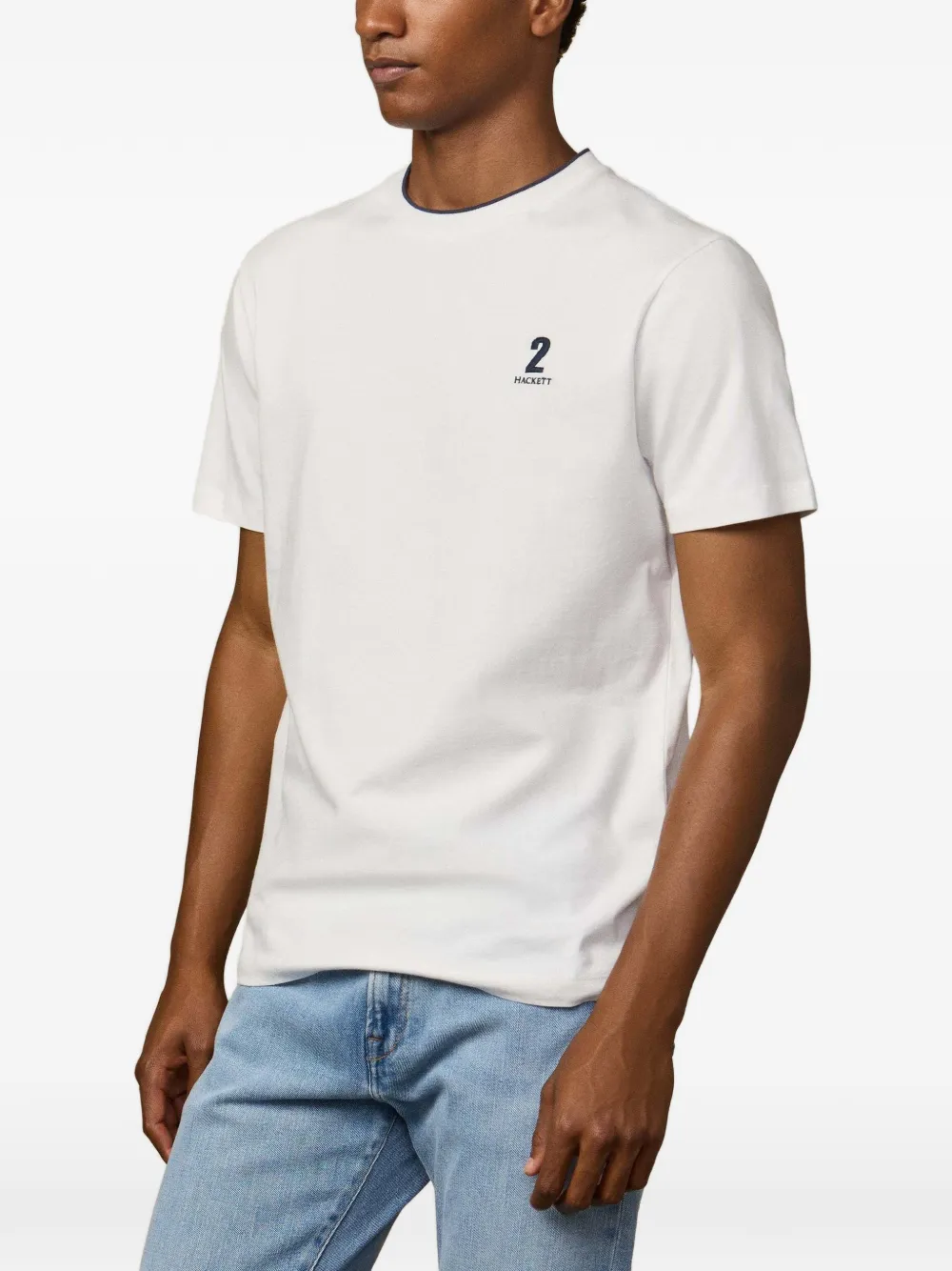Hackett Logo-embroidered T-shirt In White