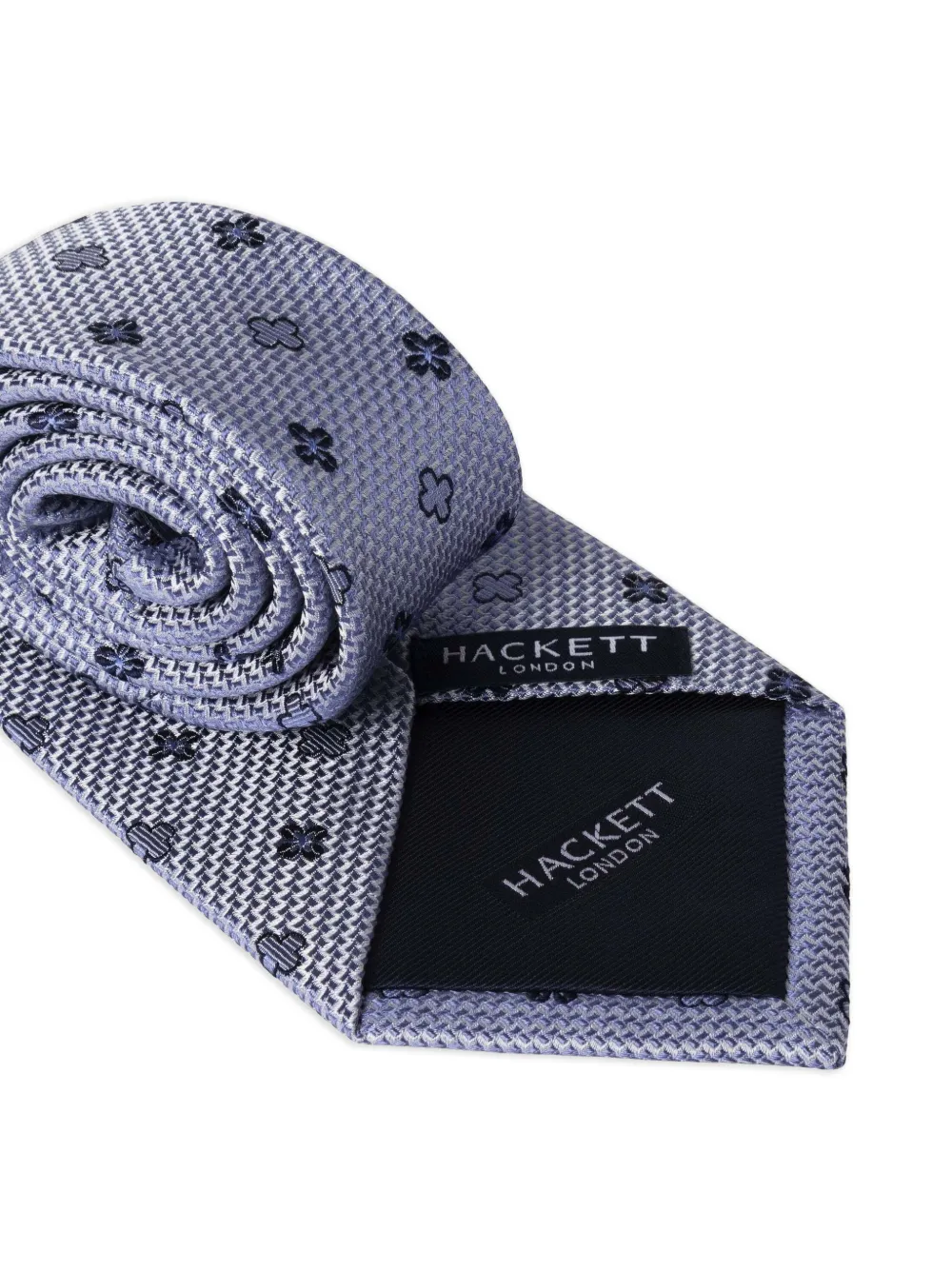 Hackett Flower-outline Geometric-pattern Tie In Blue