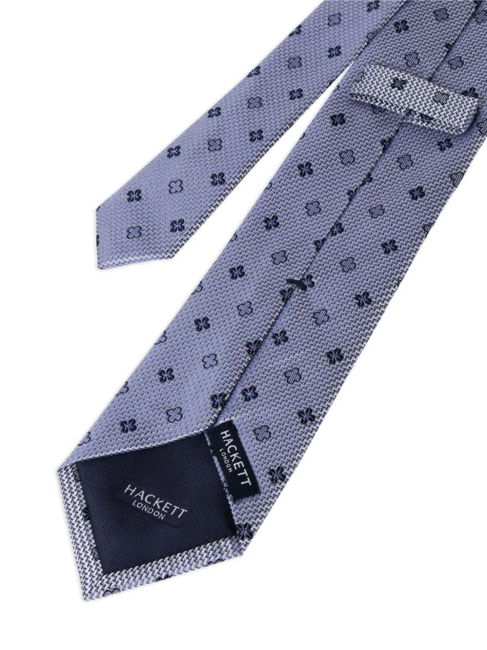 Hackett Flower-outline Geometric-pattern Tie In Blue