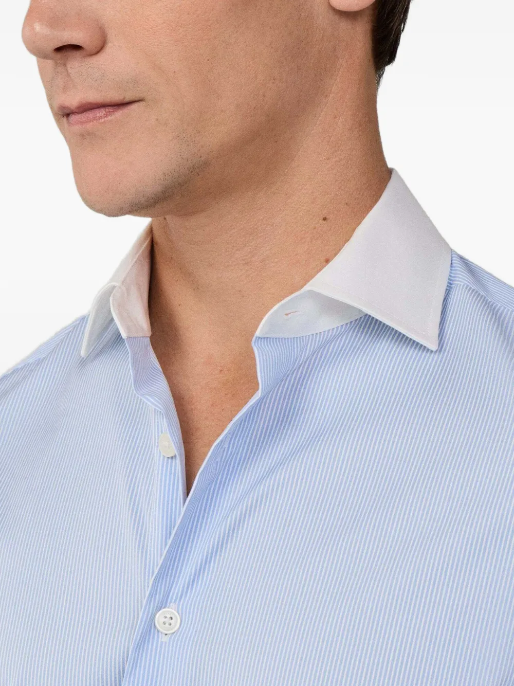 Hackett Fine-stripe Pattern Shirt In Blue