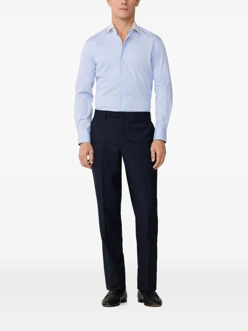 Hackett Fine-stripe Pattern Shirt In Blue