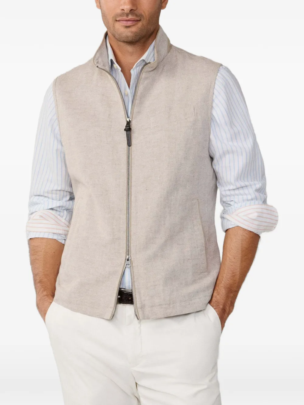Hackett Textured Gilet In Neutral