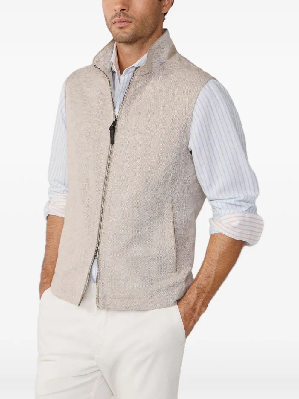 Hackett Textured Gilet In Neutral